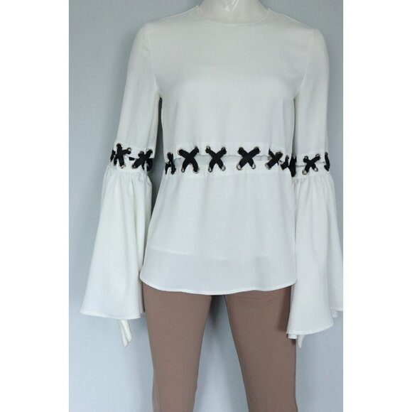 Prem The Label By Premonition Women's Size US 4 Small White Guns and Roses Top - Picture 2 of 8